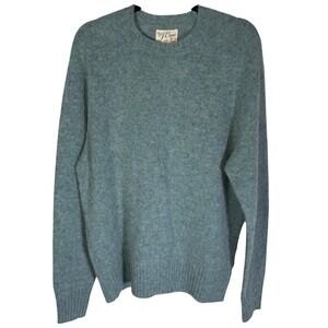 J.Crew Mens 100% Brushed Wool Crewneck Sweater Heathered Blue B1848 HT2280 Large
